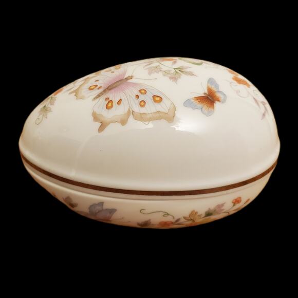 Floral Egg Fine Porcelain Jewelry Holder VTG Avon Decorated With 22K Gold Trim - Picture 5 of 7